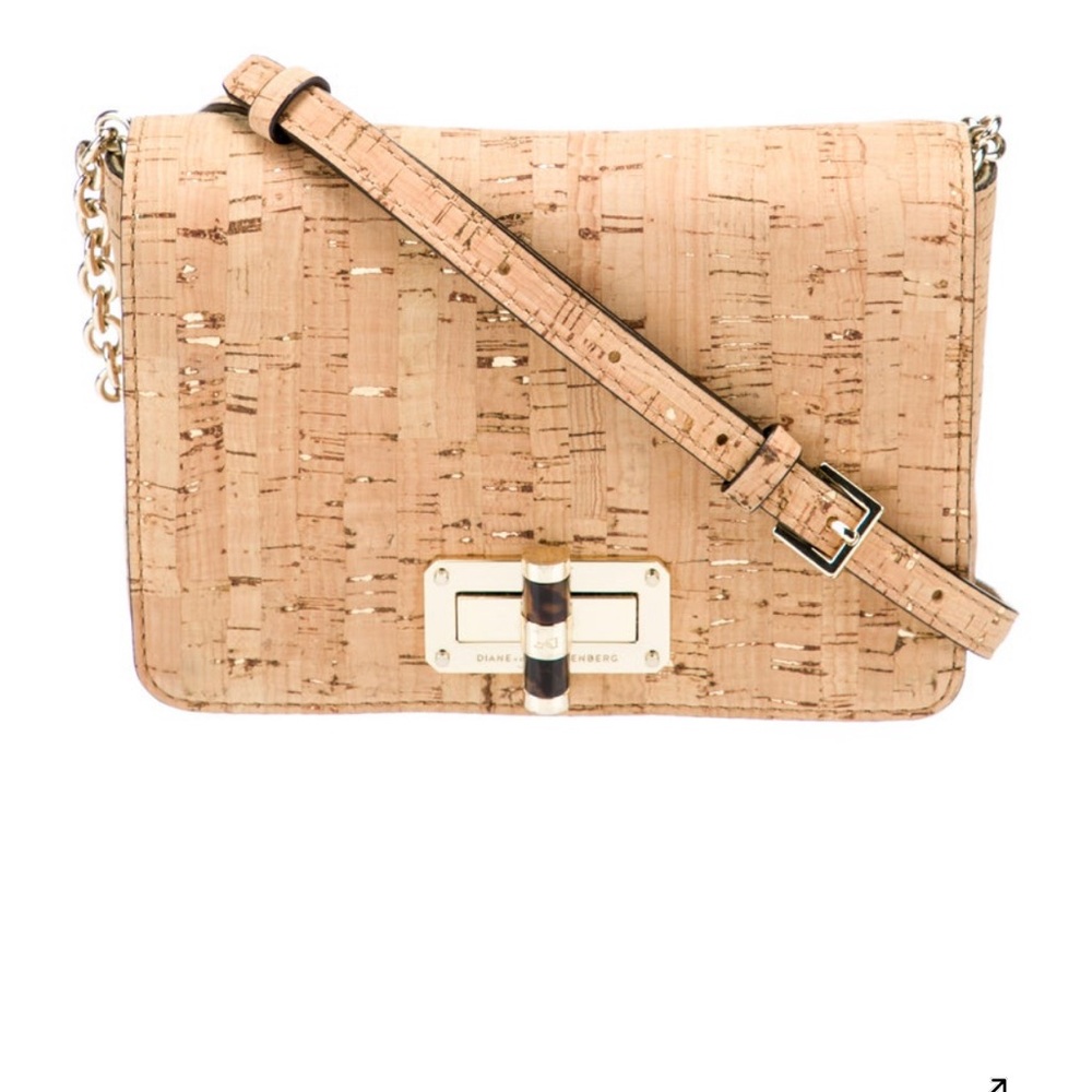Diane Von Furstenberg Natural Cork Crossbody with Gold Hardware